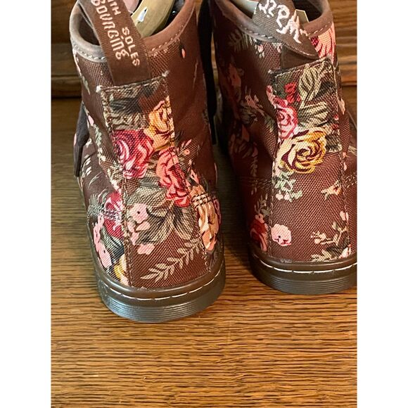 Dr Marten Woman's Boots Size 8 Brown Floral Canvas Shoreditch Airware Lace Up - Picture 6 of 12